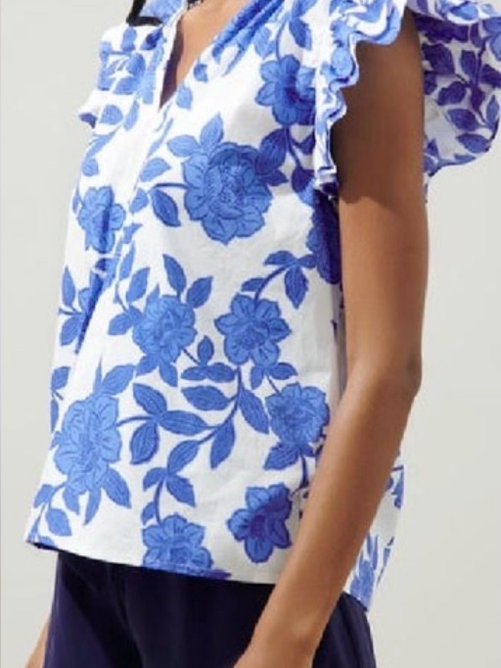 Boutique top ruffle sleeve